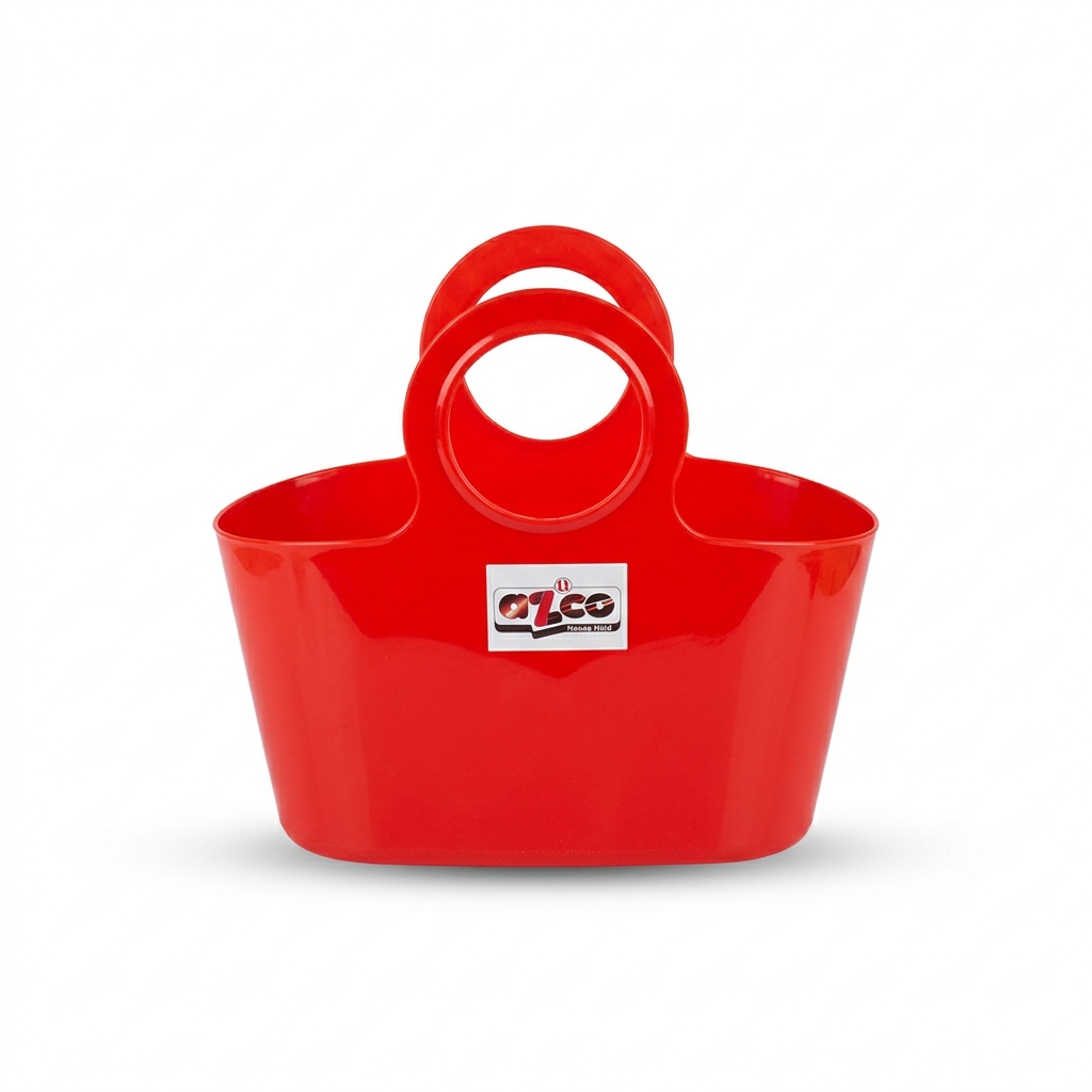Azco Plastic Shopping Basket with Handles Red – 30×15cm
