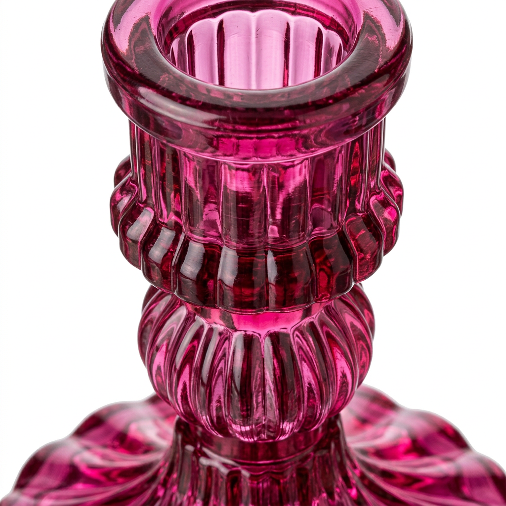 Crystal Candle Holder Magenta - 10cm