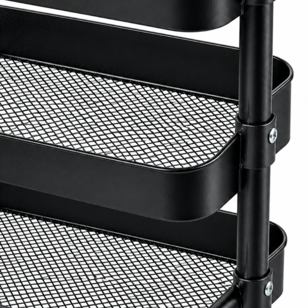 Metal 4-Tier Storage Trolley Black – 105x38x28cm