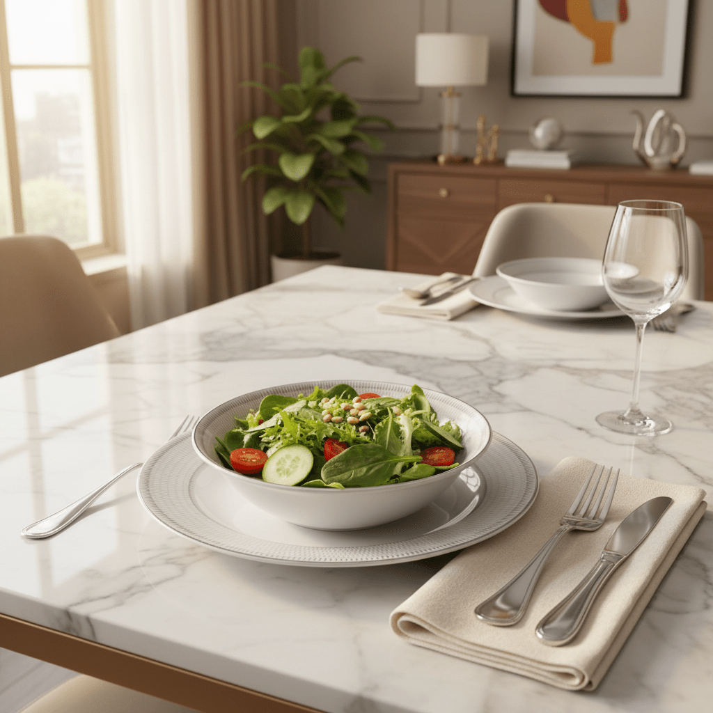 Decopor White Porcelain Salad Bowl with Silver Rim | 6 Inch | Premium Tableware - Al Kabayel Discount CentreDecopor White Porcelain Salad Bowl with Silver Rim | 6 Inch | Premium TablewareBowlsDECOPORAl Kabayel Discount Centre