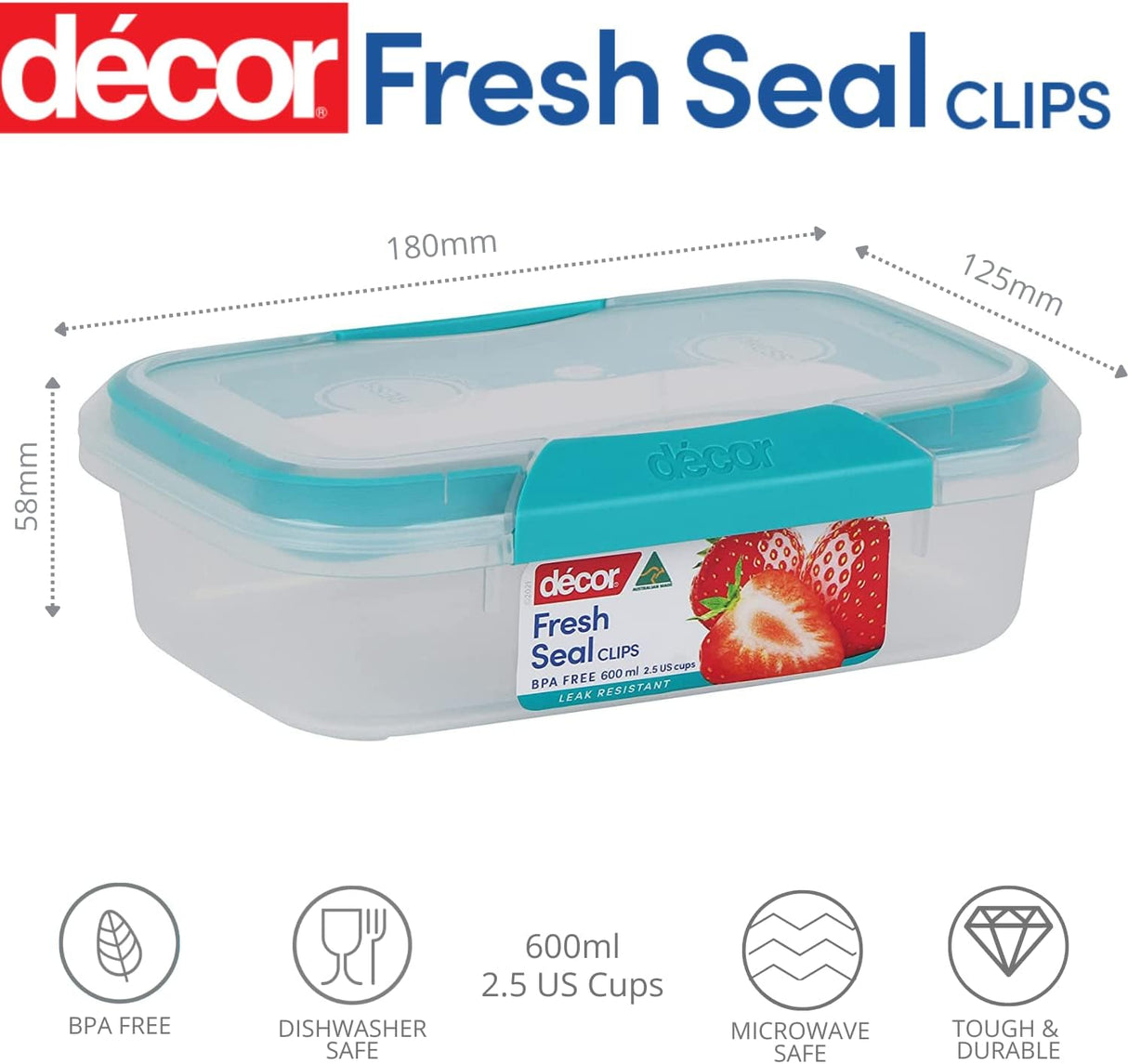 Décor Match - ups Clips Oblong Food Storage Container Plastic , Blue, 600 ml, 231800 - 006 - Al Kabayel Discount CentreDécor Match - ups Clips Oblong Food Storage Container Plastic , Blue, 600 ml, 231800 - 006Food ContainersDécorAl Kabayel Discount Centre