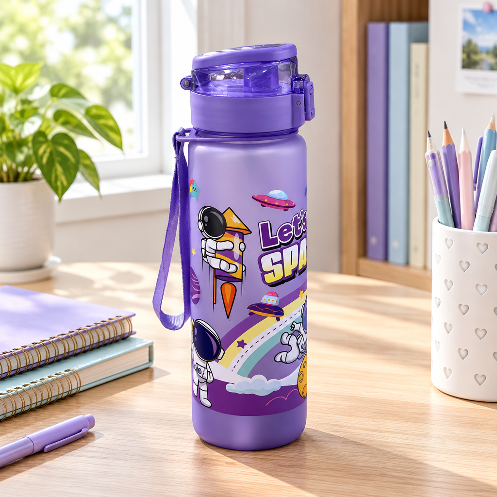 Space-Themed Plastic Water Bottle Purple - 1 Litre