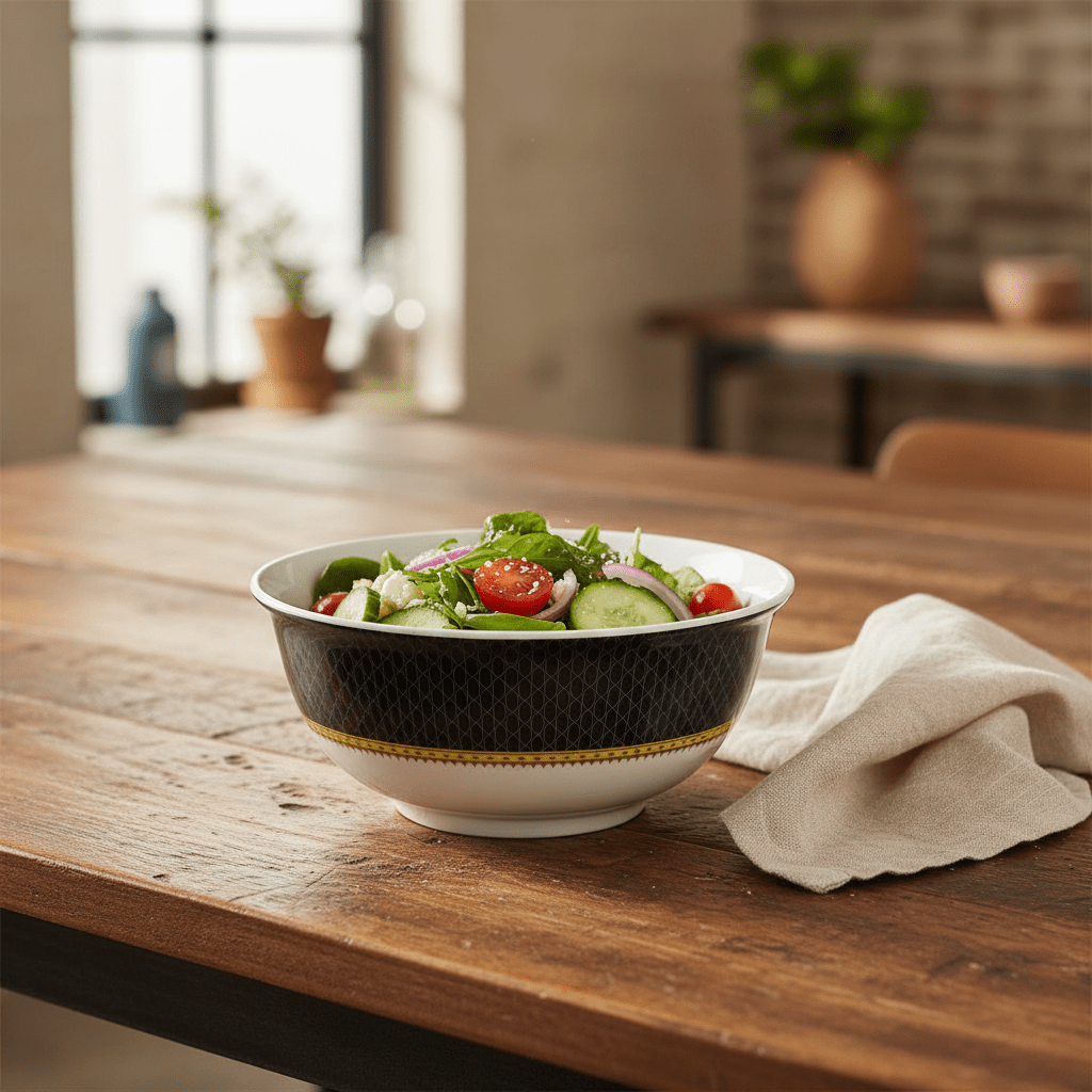 Delcasa Melamine Serving Bowl | Black & White Geometric Design | 7-Inch | - Al Kabayel Discount CentreDelcasa Melamine Serving Bowl | Black & White Geometric Design | 7-Inch |BowlsDELCASAAl Kabayel Discount Centre