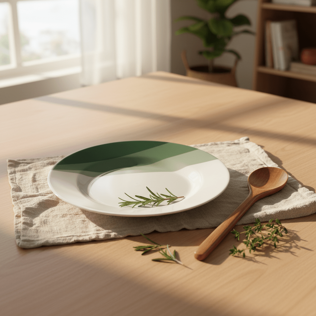 Delcasa Round White Melamine Serving Plate with Green Shade Design, Large Serving Plate for Rice, Snacks & Main Course – 29 cm - Al Kabayel Discount CentreDelcasa Round White Melamine Serving Plate with Green Shade Design, Large Serving Plate for Rice, Snacks & Main Course – 29 cmPlatesDELCASAAl Kabayel Discount Centre