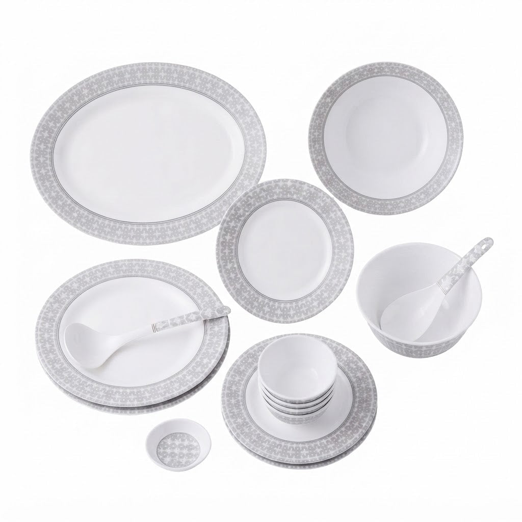 Delcasa Silver Lace Melamineware Dinner Set – 35 Pcs (DC3880) - Al Kabayel Discount CentreDelcasa Silver Lace Melamineware Dinner Set – 35 Pcs (DC3880)Dinnerware SetsDELCASAAl Kabayel Discount Centre