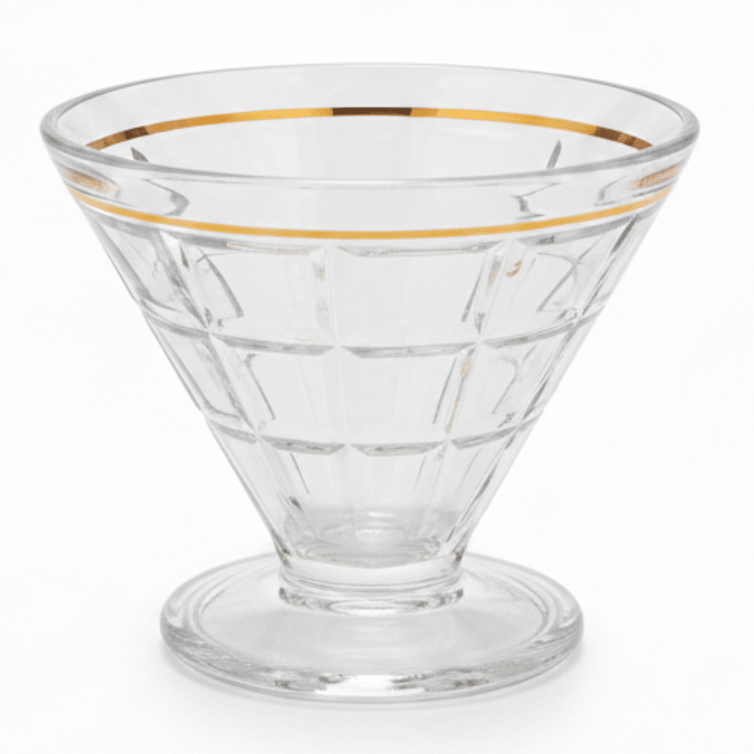 Delisoga Crystal Glass Ice Cream Cup 165ml – Diamond - Cut with Gold Rim - Al Kabayel Discount CentreDelisoga Crystal Glass Ice Cream Cup 165ml – Diamond - Cut with Gold RimTumblersDELISOGAAl Kabayel Discount Centre