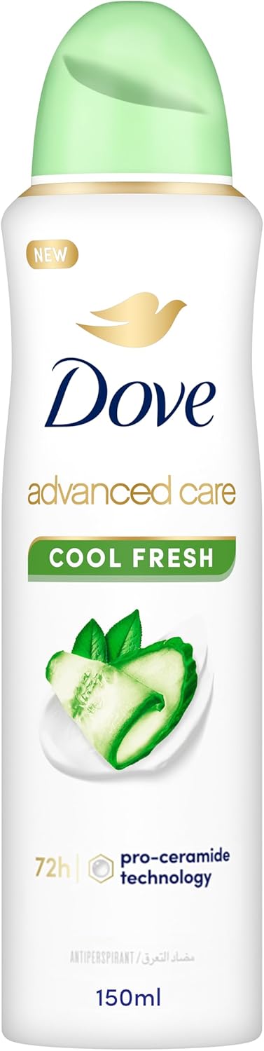 Dove Advanced Care, Antiperspirant Deodorant Spray, Cool Fresh, 72H Sweat & Odor Protection & Moisturizes with Pro - Ceramide Technology - 150ML - Al Kabayel Discount CentreDove Advanced Care, Antiperspirant Deodorant Spray, Cool Fresh, 72H Sweat & Odor Protection & Moisturizes with Pro - Ceramide Technology - 150MLBody Mists & SpraysDOVEAl Kabayel Discount Centre