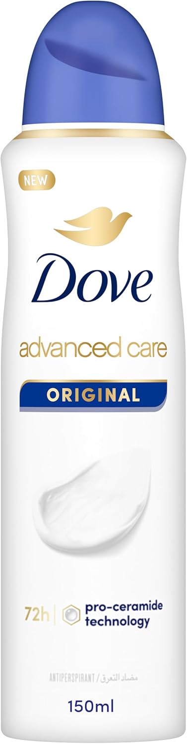 Dove Advanced Care, Antiperspirant Deodorant Spray, Original, 72H Sweat & Odor Protection & Moisturizes with Pro - Ceramide Technology - 150ML - Al Kabayel Discount CentreDove Advanced Care, Antiperspirant Deodorant Spray, Original, 72H Sweat & Odor Protection & Moisturizes with Pro - Ceramide Technology - 150MLBody Mists & SpraysDOVEAl Kabayel Discount Centre