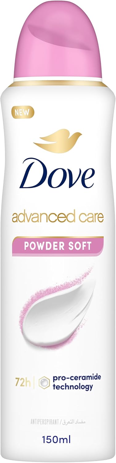 Dove Advanced Care, Antiperspirant Deodorant Spray, Powder Soft, 72H Sweat & Odor Protection & Moisturizes with Pro - Ceramide Technology - 150ML - Al Kabayel Discount CentreDove Advanced Care, Antiperspirant Deodorant Spray, Powder Soft, 72H Sweat & Odor Protection & Moisturizes with Pro - Ceramide Technology - 150MLBody Mists & SpraysDOVEAl Kabayel Discount Centre