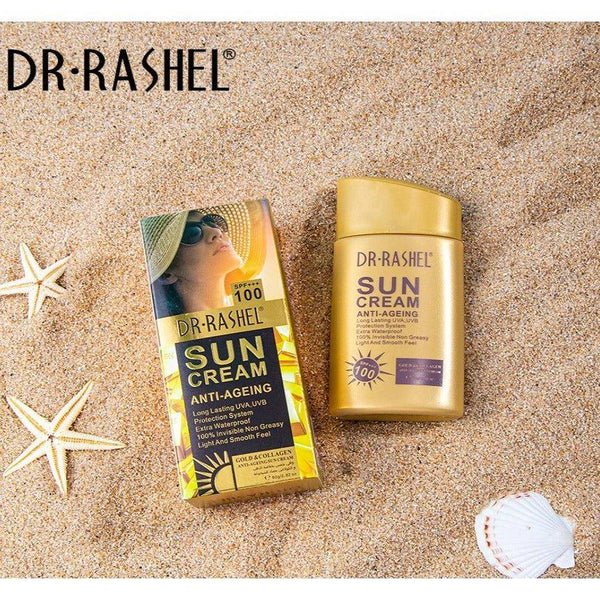 Dr.Rashel Sun Cream Anti - Ageing SPF 100+++ Gold & Collagen - 80gm - Al Kabayel Discount CentreDr.Rashel Sun Cream Anti - Ageing SPF 100+++ Gold & Collagen - 80gmSkin CareDR RASHELAl Kabayel Discount Centre