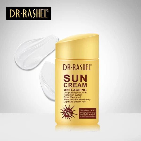 Dr.Rashel Sun Cream Anti - Ageing SPF 100+++ Gold & Collagen - 80gm - Al Kabayel Discount CentreDr.Rashel Sun Cream Anti - Ageing SPF 100+++ Gold & Collagen - 80gmSkin CareDR RASHELAl Kabayel Discount Centre