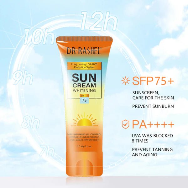 Dr.Rashel Sun Cream Whitening SPF+++75 - 60g - Al Kabayel Discount CentreDr.Rashel Sun Cream Whitening SPF+++75 - 60gSkin CareDR RASHELAl Kabayel Discount Centre