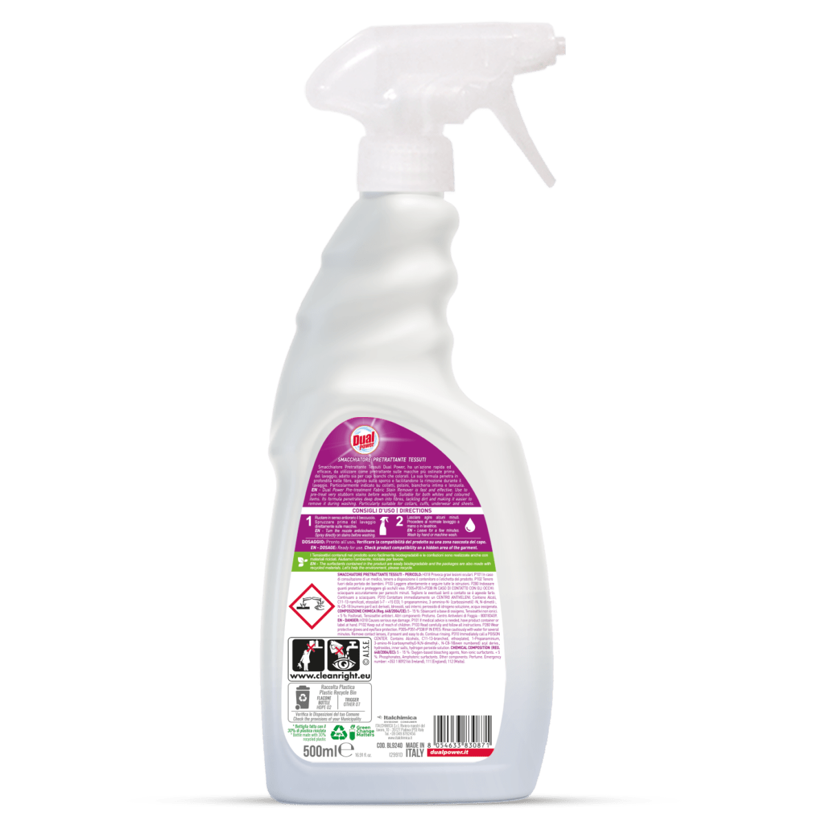 Dual Power Smacchiatore – Fabric Stain Remover Pre - Treatment Spray | Whites & Colours - 500ml - Al Kabayel Discount CentreDual Power Smacchiatore – Fabric Stain Remover Pre - Treatment Spray | Whites & Colours - 500mlLaundry CareDUAL POWERAl Kabayel Discount Centre