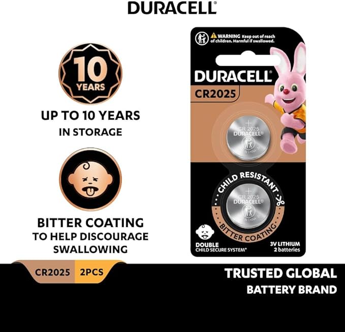DURACELL CR2025 3V Coin Cell Battery, Pack of 2 - Al Kabayel Discount CentreDURACELL CR2025 3V Coin Cell Battery, Pack of 2BatteriesDURACELLAl Kabayel Discount Centre