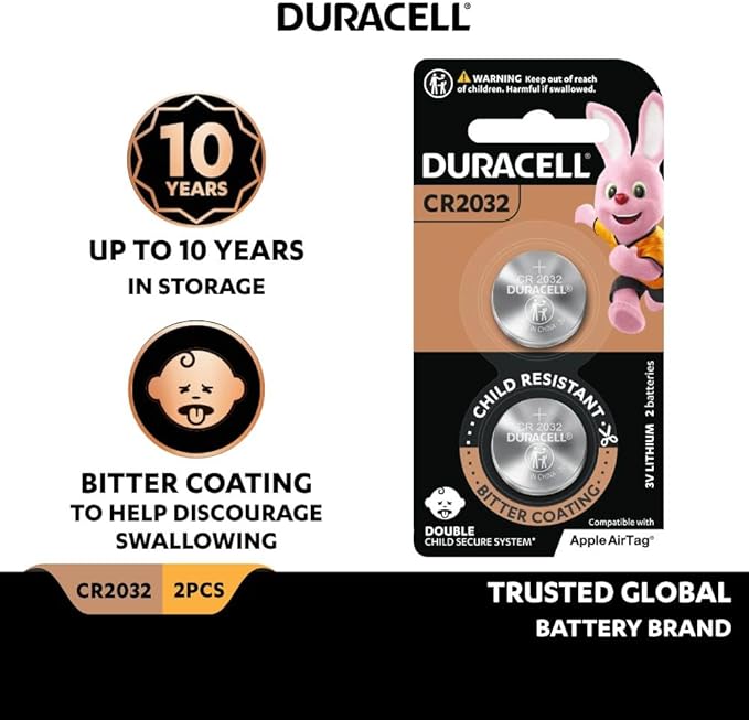 DURACELL CR2032 3V Coin Cell Battery, Pack of 2 - Al Kabayel Discount CentreDURACELL CR2032 3V Coin Cell Battery, Pack of 2BatteriesDURACELLAl Kabayel Discount Centre