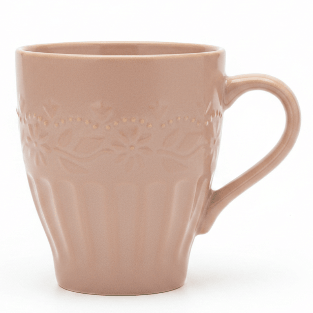 Dusty Rose Ceramic Mug | Elegant Embossed Design | 300ml - Al Kabayel Discount CentreDusty Rose Ceramic Mug | Elegant Embossed Design | 300mlMugsAKDCAl Kabayel Discount Centre