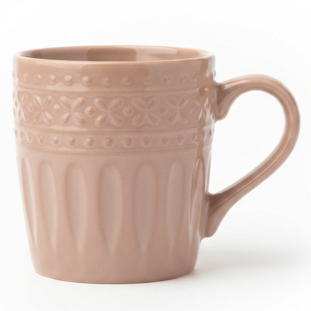 Dusty rose ceramic mug with elegant design 350ml - Al Kabayel Discount CentreDusty rose ceramic mug with elegant design 350mlMugsAKDCAl Kabayel Discount Centre