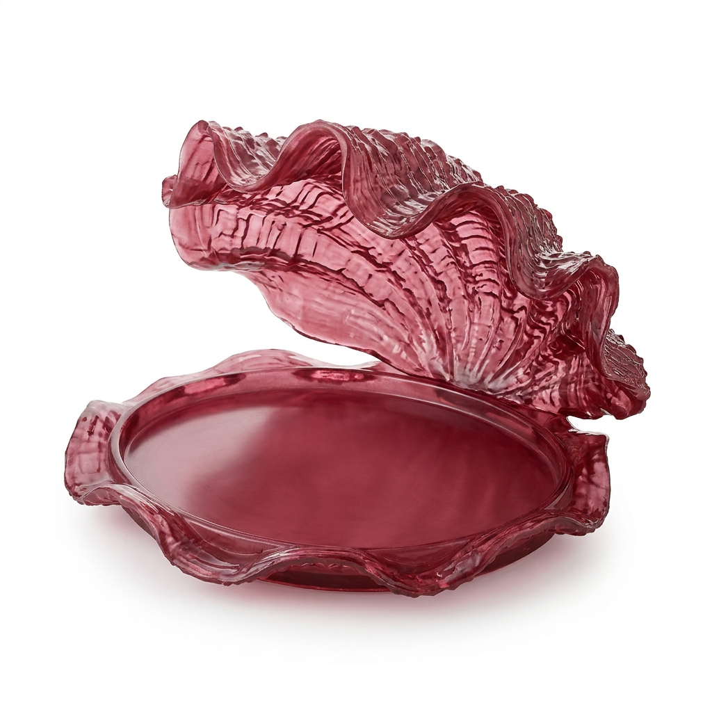 Resin Shell-Shaped Decorative Tray Burgundy - 33×25cm
