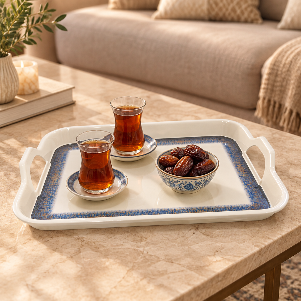 Kitchenmark Rectangular Melamine Serving Tray with Handles - 33×23cm