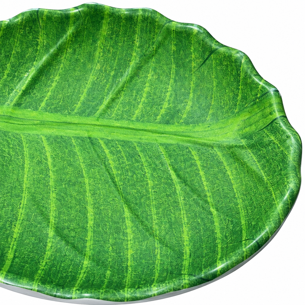 Harmony Melamine Round Leaf Design Plate Green - 15cm