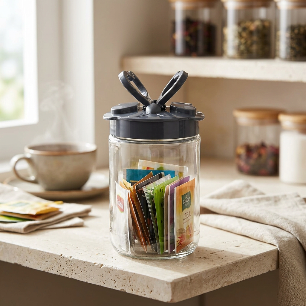 Titiz Glass Jar with Plastic Lid Dark Grey – 680ml