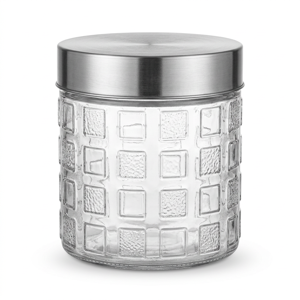 Hamid Glass Jar with Silver Metal Lid – 850ml