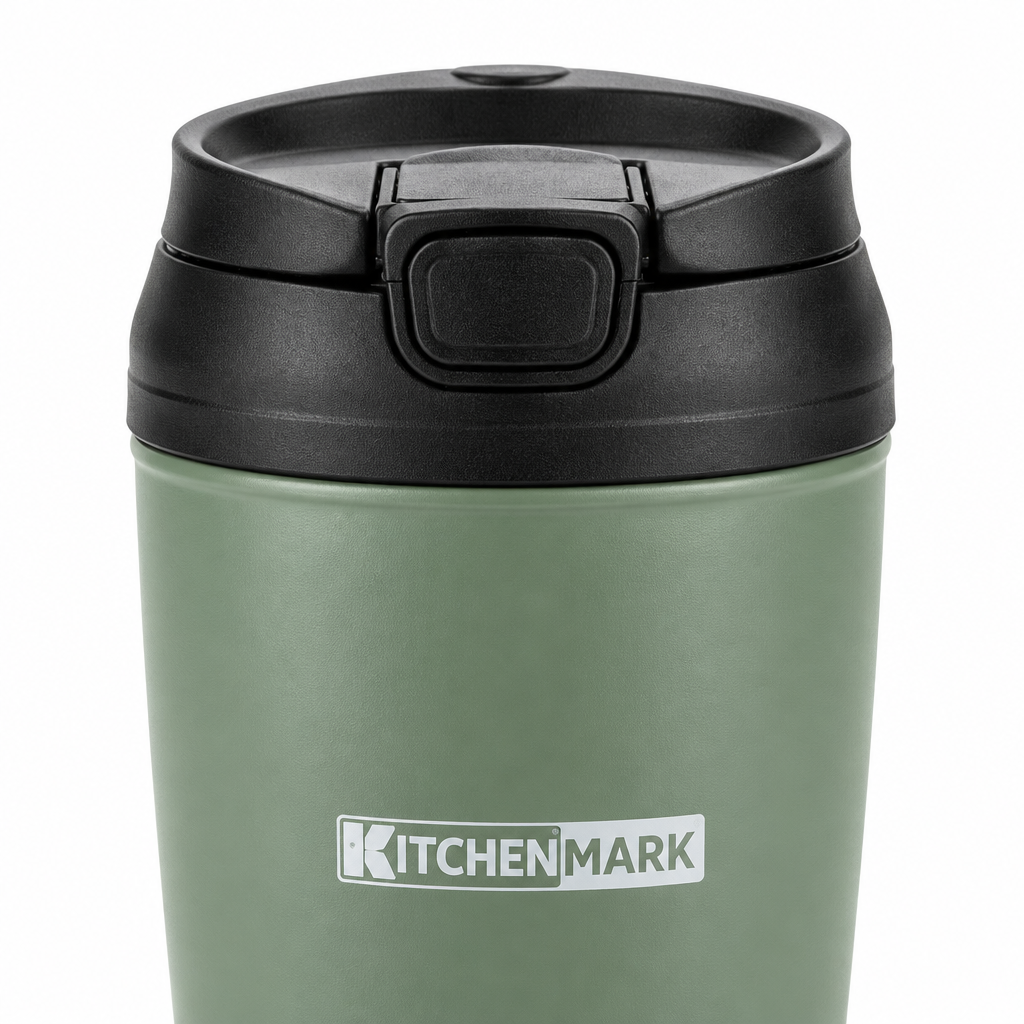 Kitchenmark Travel Mug - 350ml - Sage Green / Red