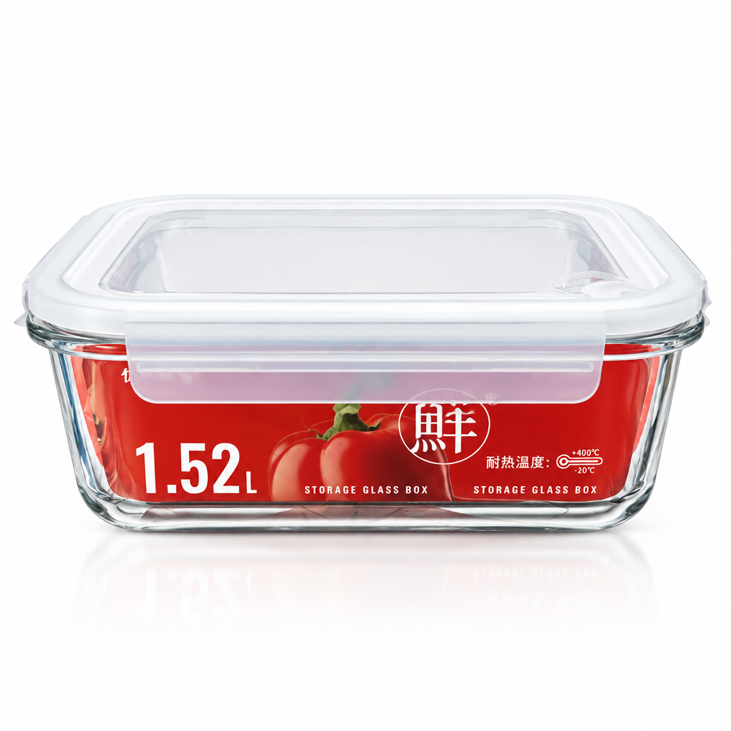 Glass Food Storage Container with Lid - 1520ml