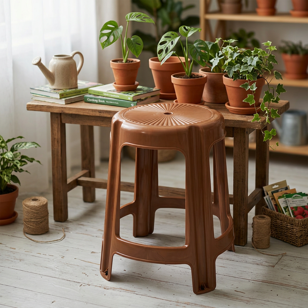 Family Plastic Stool Brown - 55×35cm