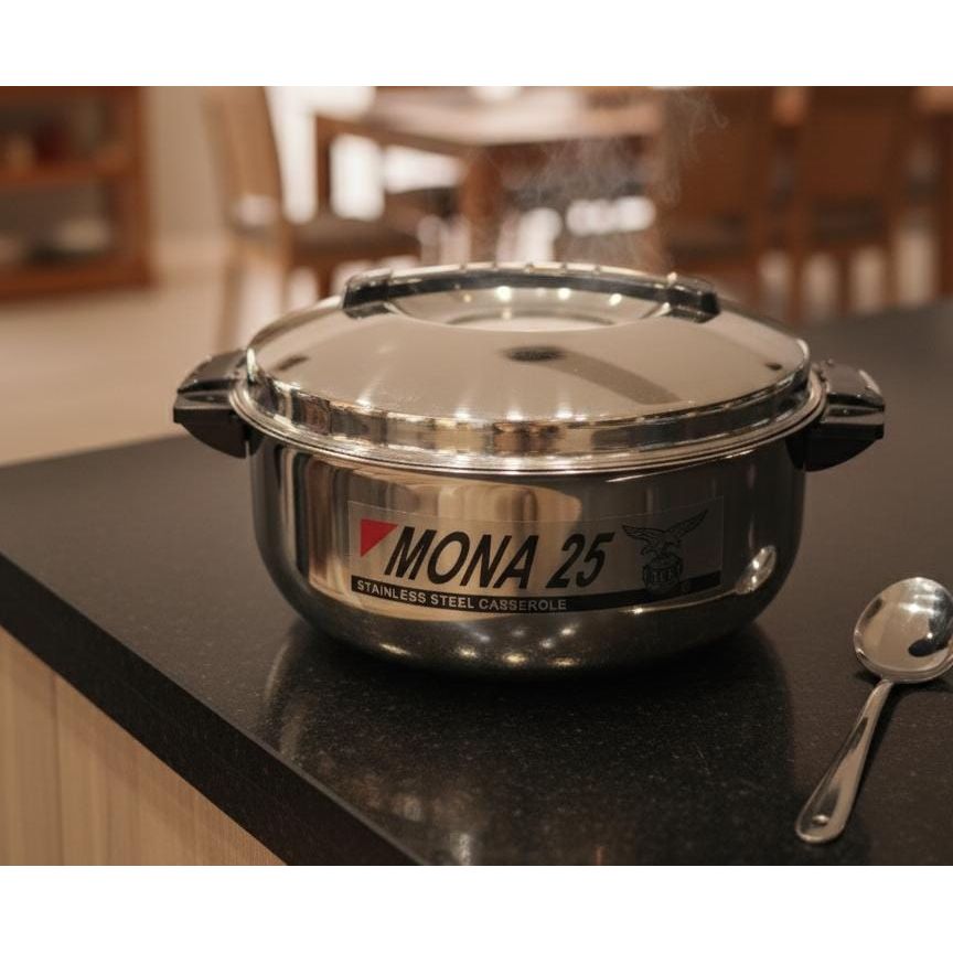 EAGLE PREMIUM STAINLESS STEEL CASSEROLE – 2500ML DURABLE HOT POT WITH DOUBLE WALL INSULATION, STEEL COLOR FOOD STORAGE & SERVING DISH - Al Kabayel Discount CentreEAGLE PREMIUM STAINLESS STEEL CASSEROLE – 2500ML DURABLE HOT POT WITH DOUBLE WALL INSULATION, STEEL COLOR FOOD STORAGE & SERVING DISHCasserolesEAGLEAl Kabayel Discount Centre