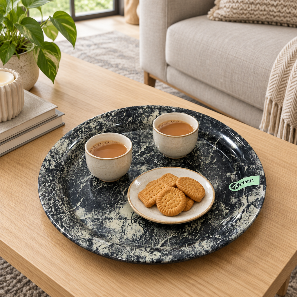 4ever Round Melamine Serving Tray - 35cm