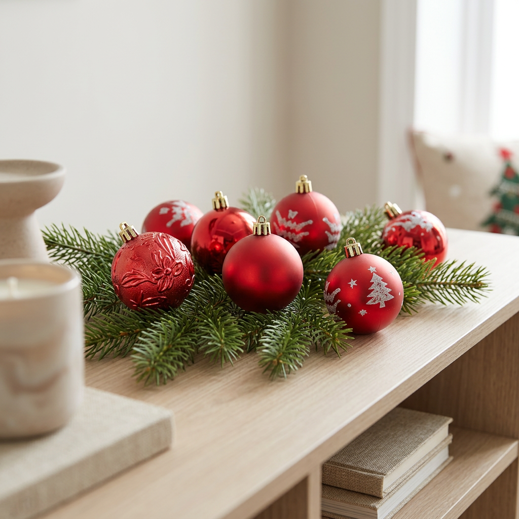 Plastic Christmas Décor Balls 24-Piece Set Red - 4cm