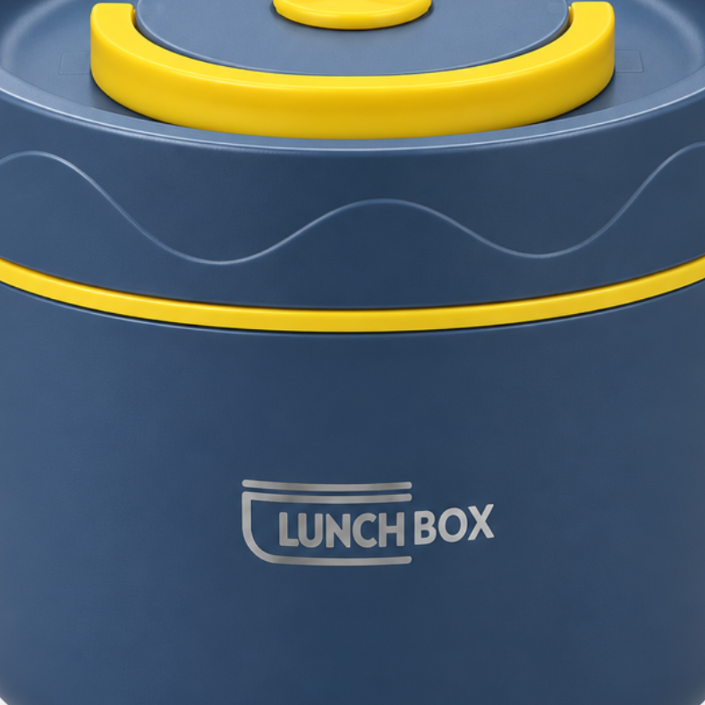 Plastic & Stainless Steel Round Lunch Box Blue – 10×10cm