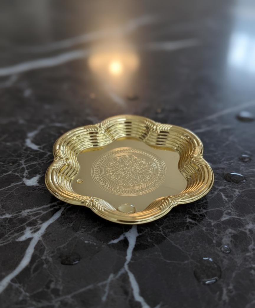 Edelolanz Gold Flower Shape Steel Tray 15 cm – Beautiful Floral Design, Compact & Elegant, Perfect for Jewelry, Candies, or Table Decoration - Al Kabayel Discount CentreEdelolanz Gold Flower Shape Steel Tray 15 cm – Beautiful Floral Design, Compact & Elegant, Perfect for Jewelry, Candies, or Table DecorationServing TraysEDELOLANZAl Kabayel Discount Centre