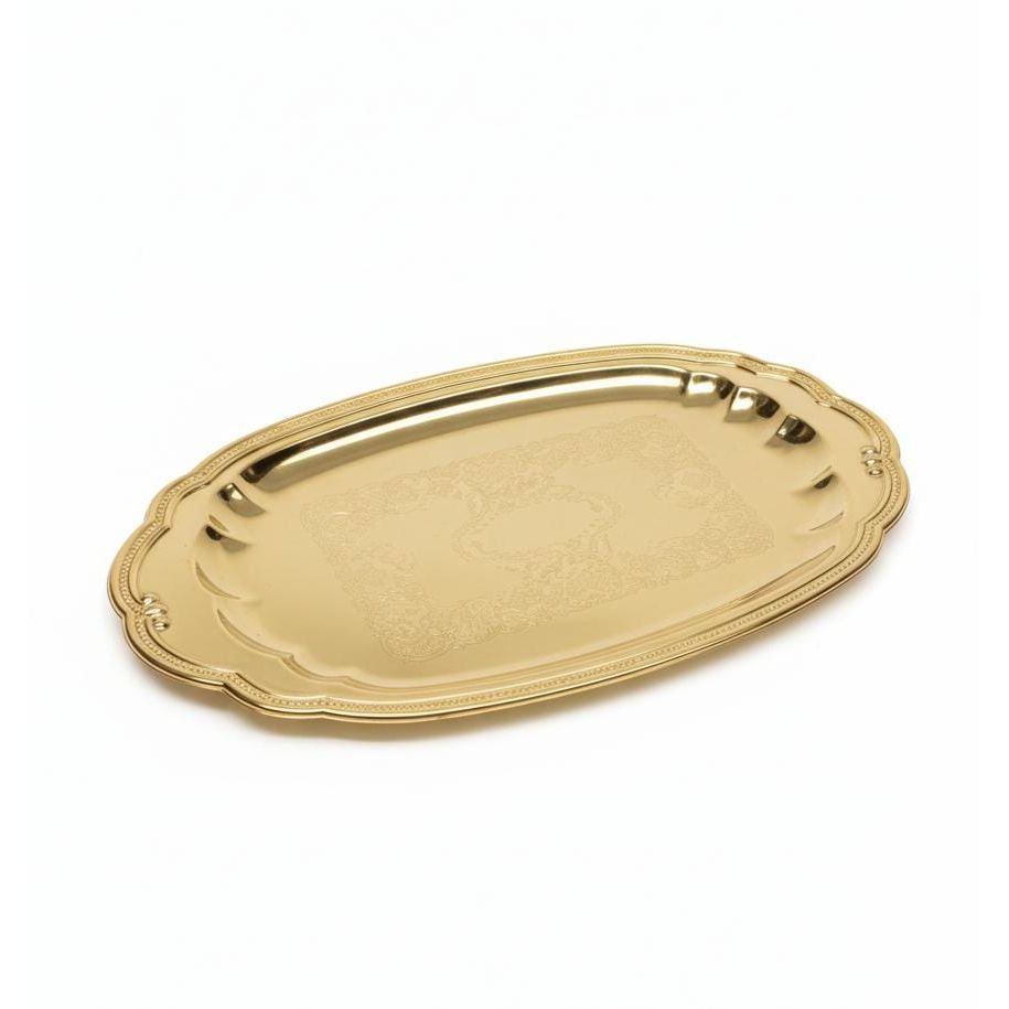 Edelolanz Gold Oval Shape Steel Tray 30×17 cm – Chic and Glossy Finish, Perfect for Serving or Displaying Centerpieces - Al Kabayel Discount CentreEdelolanz Gold Oval Shape Steel Tray 30×17 cm – Chic and Glossy Finish, Perfect for Serving or Displaying CenterpiecesServing TraysEDELOLANZAl Kabayel Discount Centre