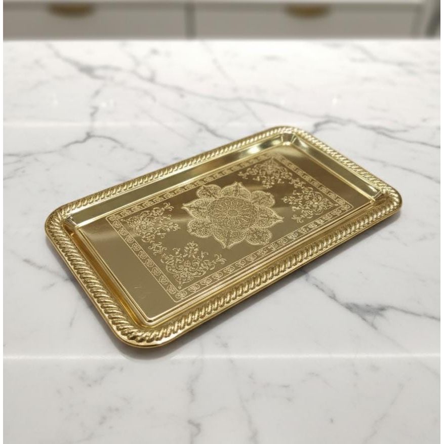 Edelolanz Gold Rectangular Steel Tray 34×20 cm – Premium Decorative Tray, Elegant Shine, Suitable for Tables, Events, or Displays - Al Kabayel Discount CentreEdelolanz Gold Rectangular Steel Tray 34×20 cm – Premium Decorative Tray, Elegant Shine, Suitable for Tables, Events, or DisplaysServing TraysEDELOLANZAl Kabayel Discount Centre