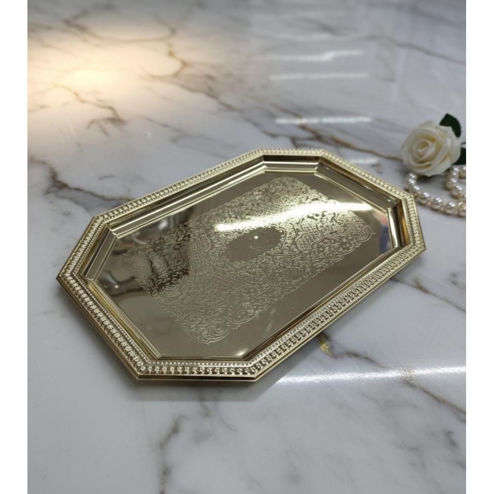 Edelolanz Gold Rectangular Steel Tray 36×24 cm – Modern Luxury Tray, Mirror - Like Shine, Adds Sophistication to Any Décor - Al Kabayel Discount CentreEdelolanz Gold Rectangular Steel Tray 36×24 cm – Modern Luxury Tray, Mirror - Like Shine, Adds Sophistication to Any DécorServing TraysEDELOLANZAl Kabayel Discount Centre