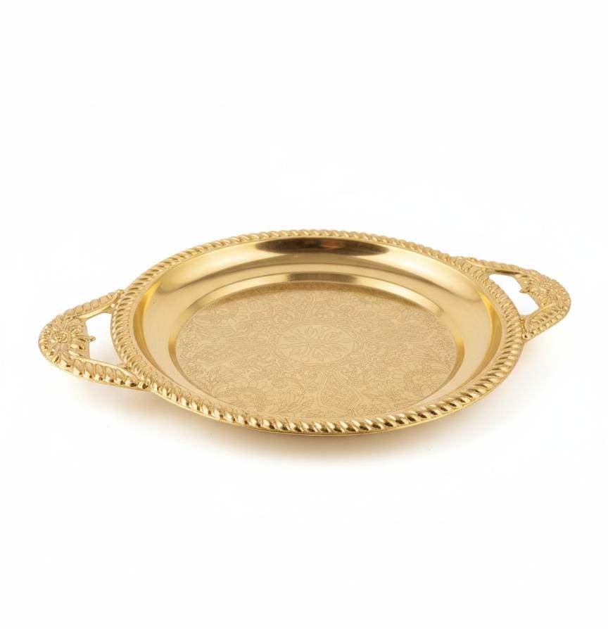 Edelolanz Gold Round Steel Tray 25 cm – Modern Circular Design, Shiny Finish, Ideal for Candles, Snacks, or Table Centerpieces - Al Kabayel Discount CentreEdelolanz Gold Round Steel Tray 25 cm – Modern Circular Design, Shiny Finish, Ideal for Candles, Snacks, or Table CenterpiecesServing TraysEDELOLANZAl Kabayel Discount Centre