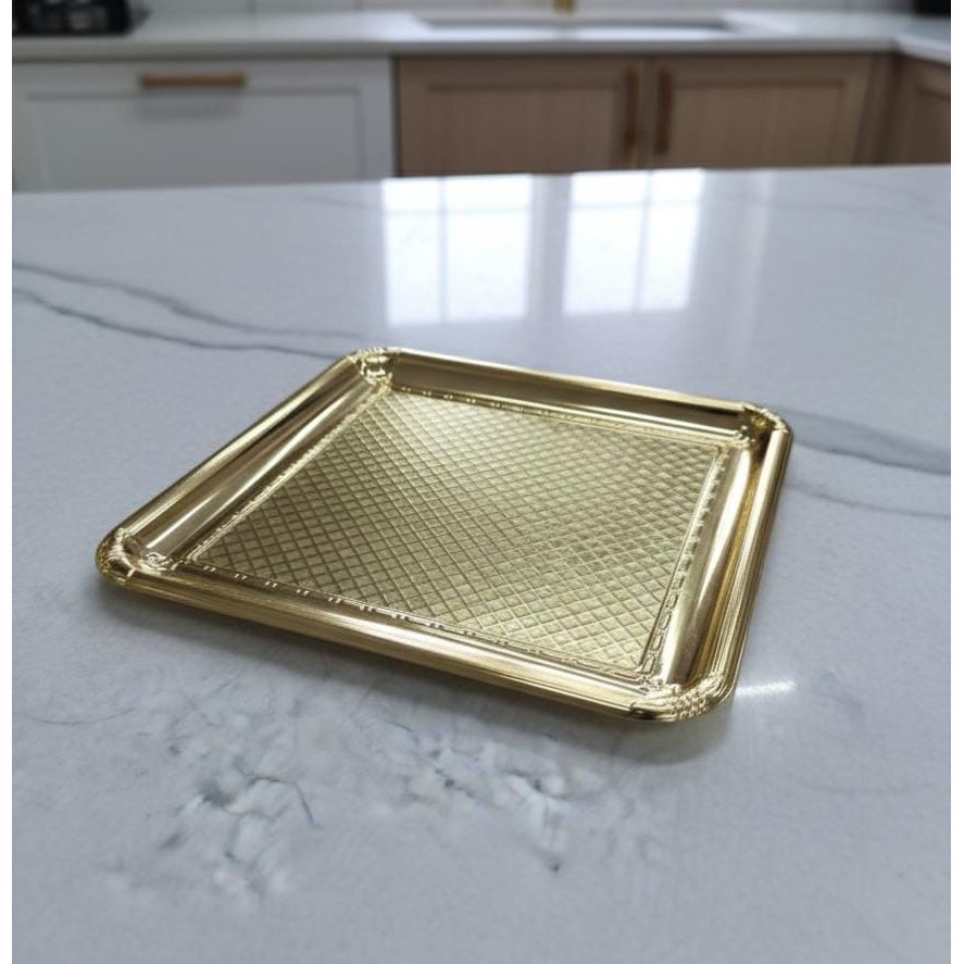 Edelolanz Gold Square Shape Steel Tray 23×23 cm – Stylish Geometric Design, Polished Finish, Ideal for Organizing or Display - Al Kabayel Discount CentreEdelolanz Gold Square Shape Steel Tray 23×23 cm – Stylish Geometric Design, Polished Finish, Ideal for Organizing or DisplayServing TraysEDELOLANZAl Kabayel Discount Centre