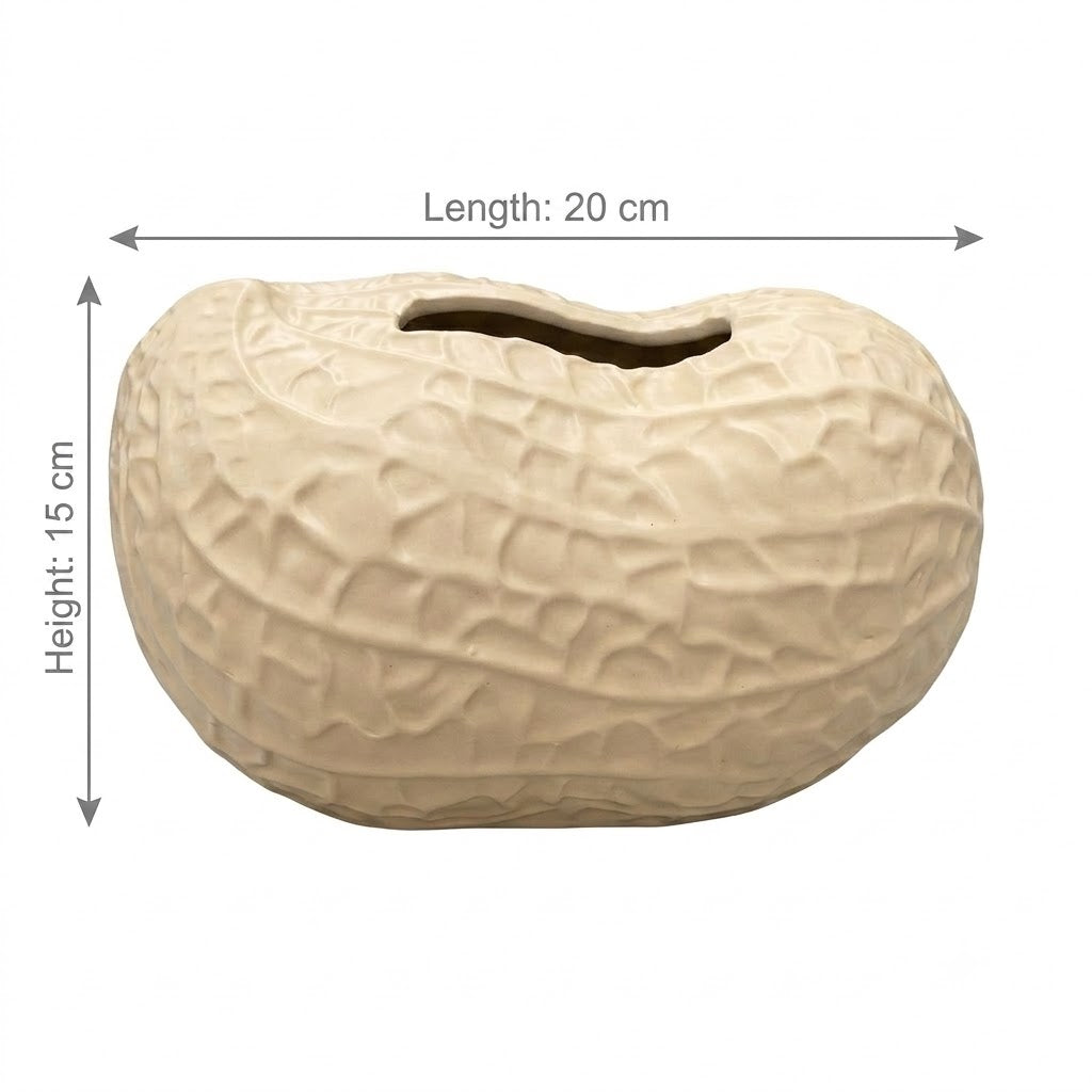 Cream Ceramic Peanut-Shaped Napkin Holder - 15×20 cm