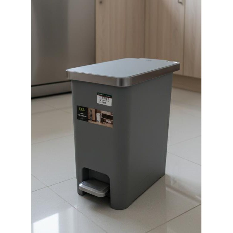 EKO Slim Pedal Bin 10 Litre – Premium Quality Stainless Look Plastic Dustbin, Gray Color for Modern Spaces - Al Kabayel Discount CentreEKO Slim Pedal Bin 10 Litre – Premium Quality Stainless Look Plastic Dustbin, Gray Color for Modern SpacesTrash CanEKOAl Kabayel Discount Centre
