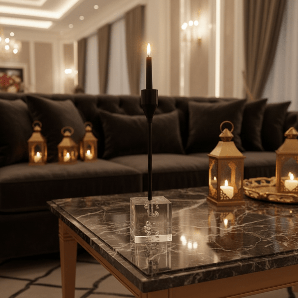 Elegant Crystal & Black Metal Decorative Candle Holder for Luxury Interior Styling – 20cm - Al Kabayel Discount CentreElegant Crystal & Black Metal Decorative Candle Holder for Luxury Interior Styling – 20cmHome Décor AccentsAKDCAl Kabayel Discount Centre