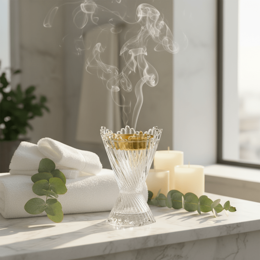 Elegant Crystal Glass Incense Burner with Gold Rim — 17cm - Al Kabayel Discount CentreElegant Crystal Glass Incense Burner with Gold Rim — 17cmIncense burnerAKDCAl Kabayel Discount Centre