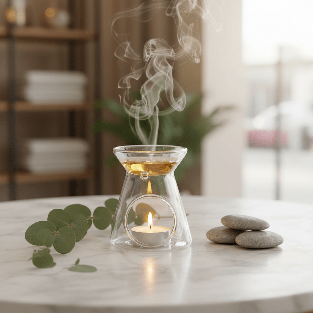Elegant Glass Oil Burner for Aromatherapy and Modern Home Decoration – 10cm - Al Kabayel Discount CentreElegant Glass Oil Burner for Aromatherapy and Modern Home Decoration – 10cmHome Décor AccentsAKDCAl Kabayel Discount Centre