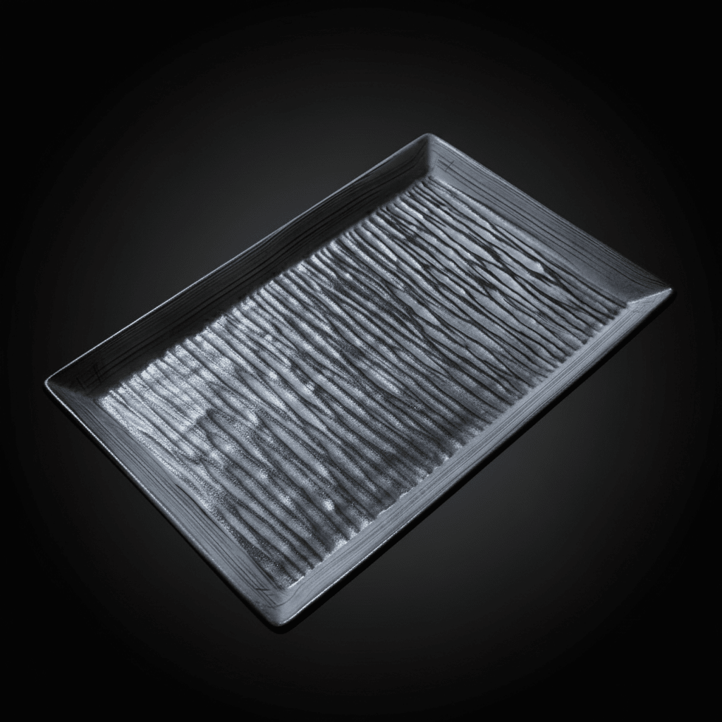 Elegant Grey & Black Ceramic Rectangle Plate | 25×16.5cm | - Al Kabayel Discount CentreElegant Grey & Black Ceramic Rectangle Plate | 25×16.5cm |PlatesAKDCAl Kabayel Discount Centre