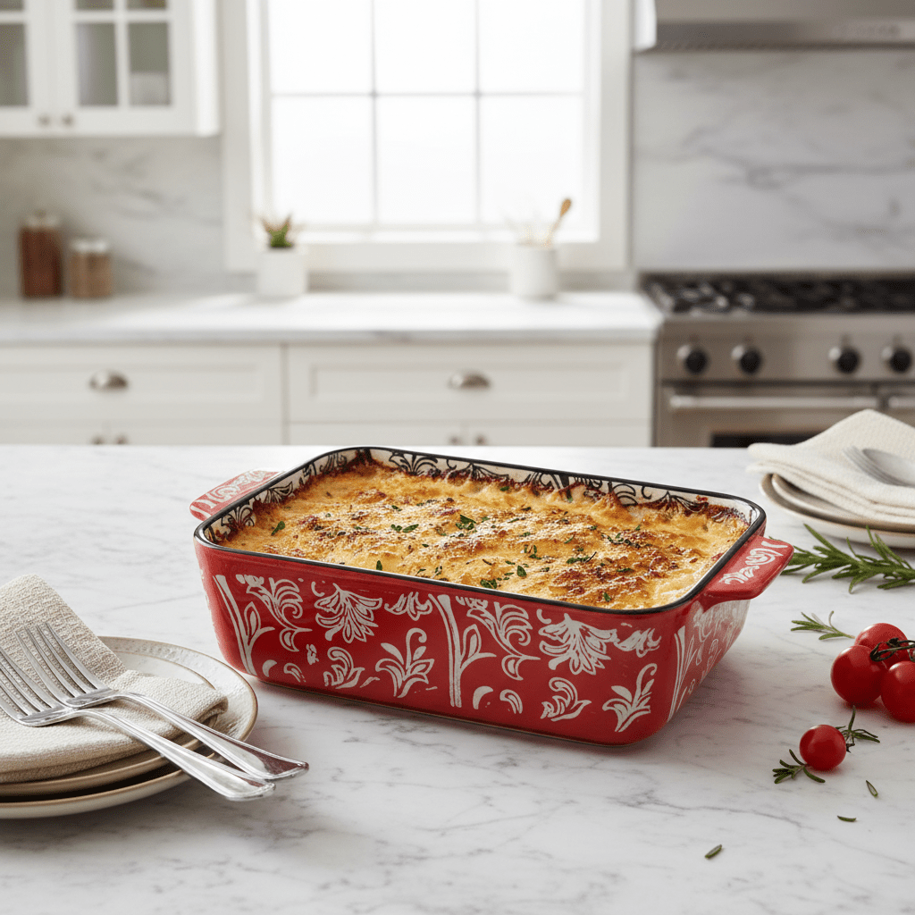 Elegant Red and White Ceramic Baking Dish – Durable Oven - to - Table Cookware (21×15 cm) - Al Kabayel Discount CentreElegant Red and White Ceramic Baking Dish – Durable Oven - to - Table Cookware (21×15 cm)Roasting PansAKDCAl Kabayel Discount Centre