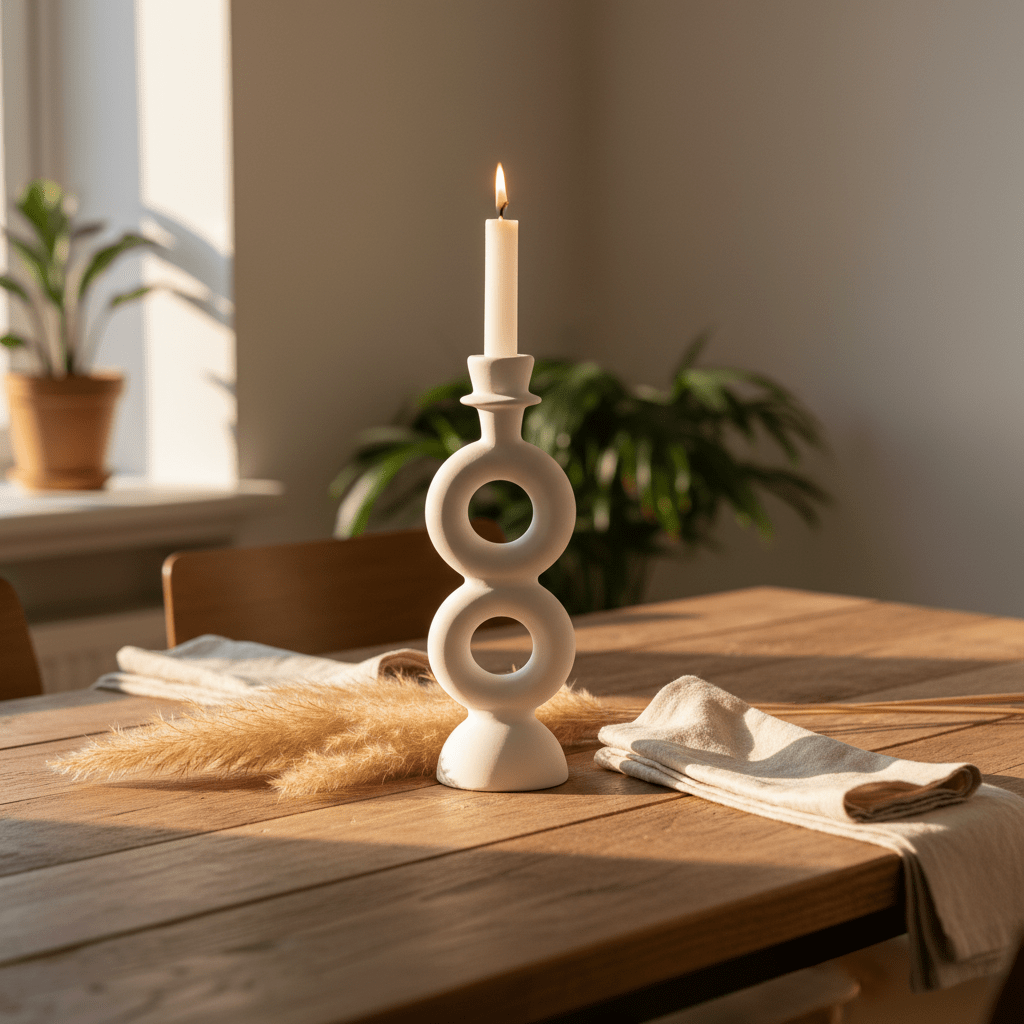 Elegant White Ceramic Candle Holder for Modern Home & Office Décor – 23cm - Al Kabayel Discount CentreElegant White Ceramic Candle Holder for Modern Home & Office Décor – 23cmHome Décor AccentsAKDCAl Kabayel Discount Centre