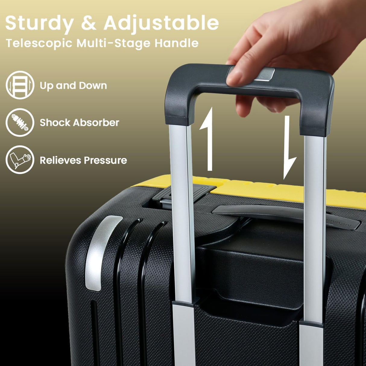 Eminent 28 - Inch Heavy - Duty Polypropylene Checked Suitcase – Dual - Tone Yellow & Black Elite Travel Edition - Al Kabayel Discount CentreEminent 28 - Inch Heavy - Duty Polypropylene Checked Suitcase – Dual - Tone Yellow & Black Elite Travel EditionCabin LuggageEMINENTAl Kabayel Discount Centre