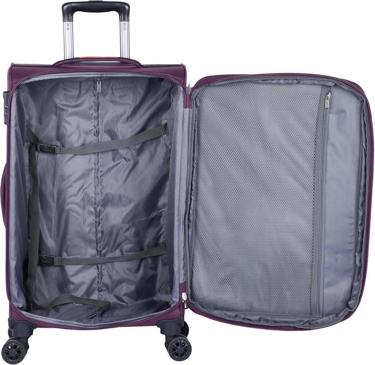 Eminent E765SZ Expandable Soft Trolley Luggage – Polyester Checked Suitcase with Safe Zipper & 3 - Digit TSA Lock, Purple, 24 - Inch - Al Kabayel Discount CentreEminent E765SZ Expandable Soft Trolley Luggage – Polyester Checked Suitcase with Safe Zipper & 3 - Digit TSA Lock, Purple, 24 - InchCabin LuggageEMINENTAl Kabayel Discount Centre