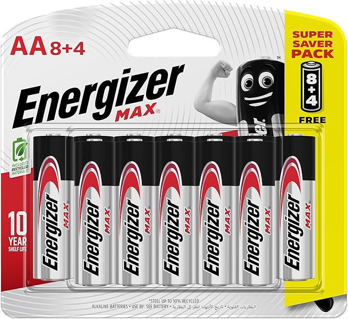 ENERGIZER MAX AA Alkaline Batteries 1.5V Saver Pack Of 8+4 - Al Kabayel Discount CentreENERGIZER MAX AA Alkaline Batteries 1.5V Saver Pack Of 8+4BatteriesENERGIZERAl Kabayel Discount Centre